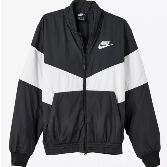 Nike Other - Nike Stand Collar Stay Warm Bomber Puffer Jacket Coat Black And White Size Small